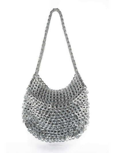 silver pop top shoulder bag greta - escama studio